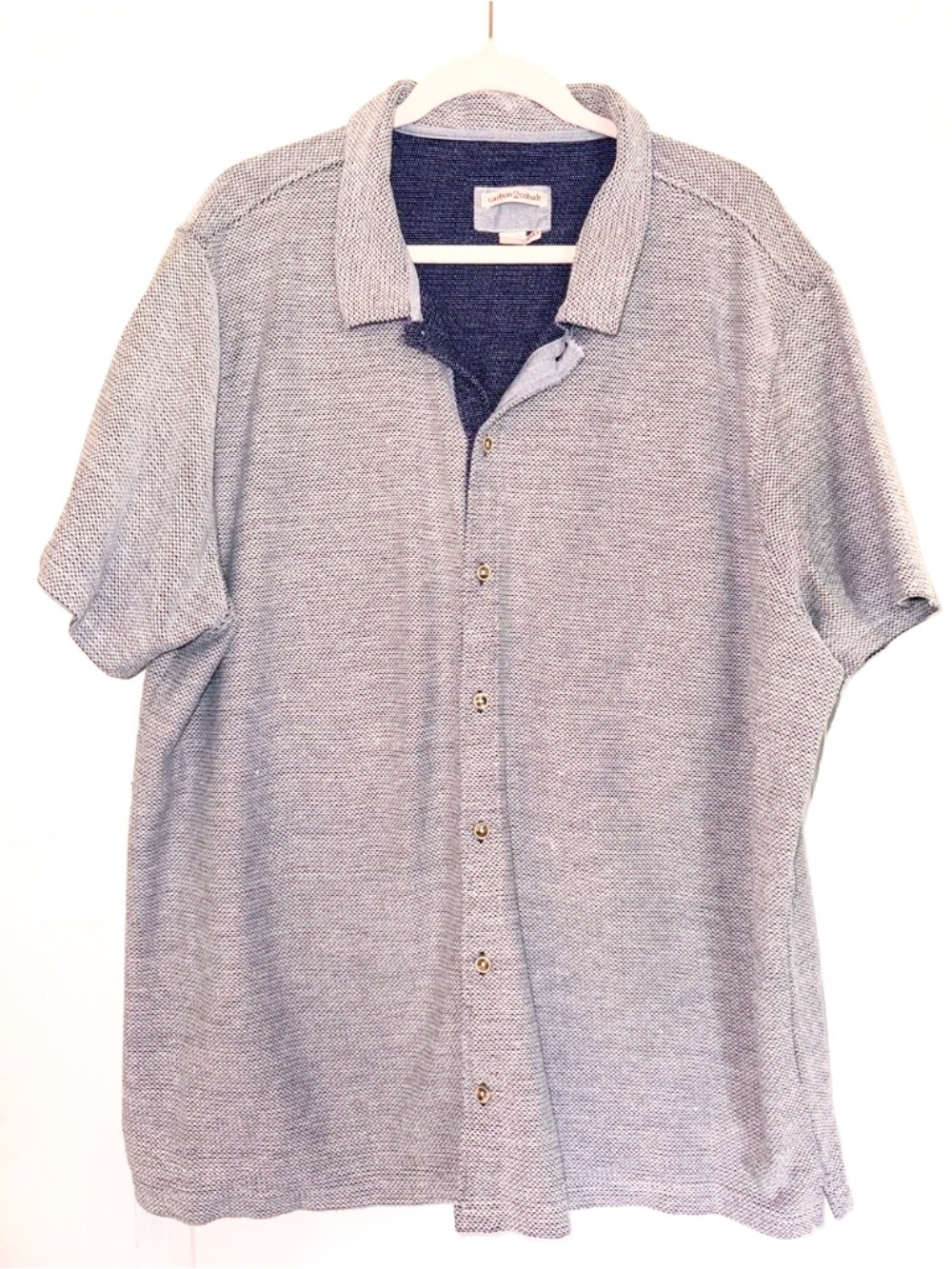CARBON 2 COBALT Textured Woven Shirt Sz blue woven Natural XXLT Tall